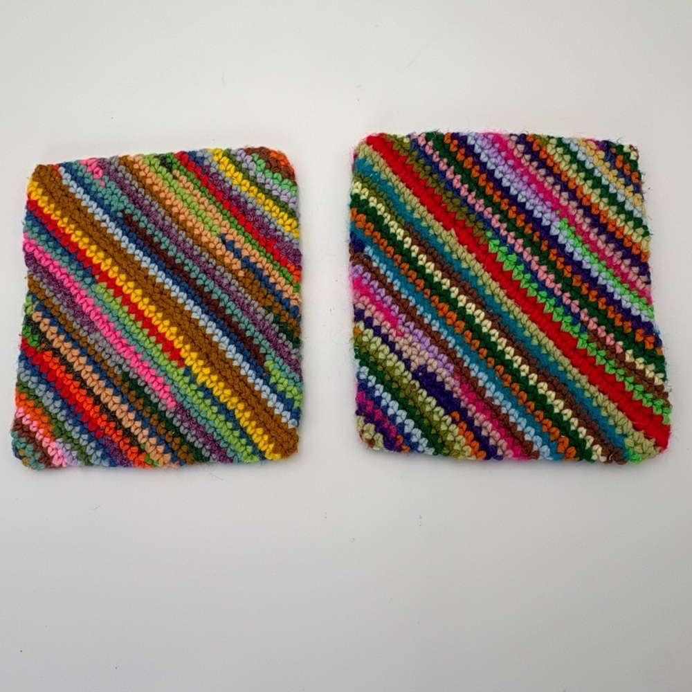 Colorful Vintage Mid-Century Modern Crocheted Coasters